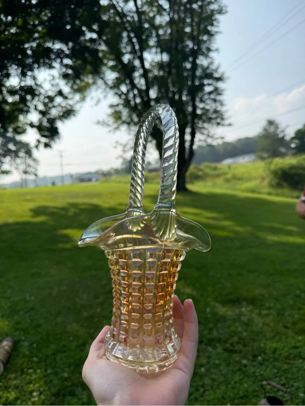 vintage Imperial Glass basket in the 